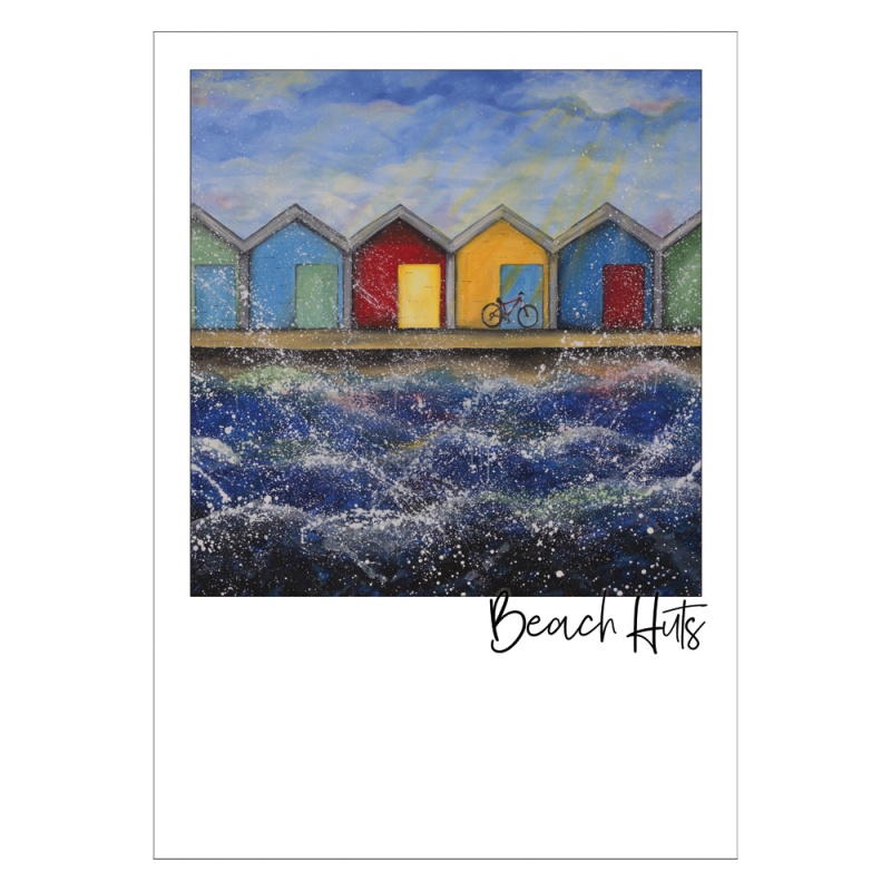 Beach Huts Sunshine Postcard